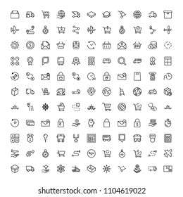Delivery flat icon set . Single high quality outline symbol of info for web design or mobile app. Thin line signs for design logo, visit card, etc. Outline logo of delivery