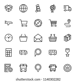 Delivery flat icon set . Single high quality outline symbol of info for web design or mobile app. Thin line signs for design logo, visit card, etc. Outline logo of delivery