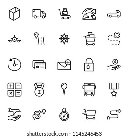 Delivery flat icon set . Single high quality outline symbol of info for web design or mobile app. Thin line signs for design logo, visit card, etc. Outline logo of delivery
