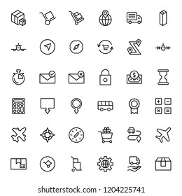 Delivery flat icon set . Single high quality outline symbol of info for web design or mobile app. Thin line signs for design logo, visit card, etc. Outline logo of delivery