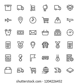 Delivery flat icon set . Single high quality outline symbol of info for web design or mobile app. Thin line signs for design logo, visit card, etc. Outline logo of delivery