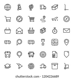 Delivery flat icon set . Single high quality outline symbol of info for web design or mobile app. Thin line signs for design logo, visit card, etc. Outline logo of delivery