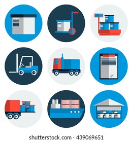 Delivery flat icons set