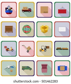delivery flat icons vector illustration isolated on background