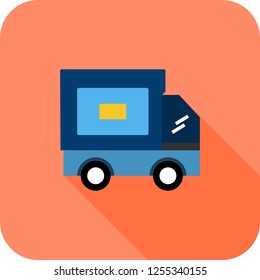 Delivery Flat multi color long shadow icon.
