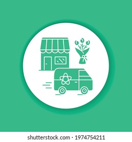 Delivery flower glyph icon. Express shipping. Sign for web page, app. UI UX GUI design element