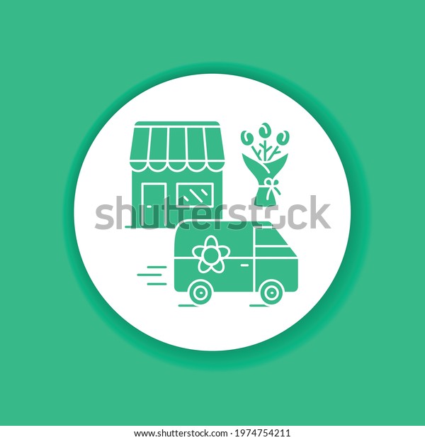 Delivery flower glyph icon. Express\
shipping. Sign for web page, app. UI UX GUI design\
element