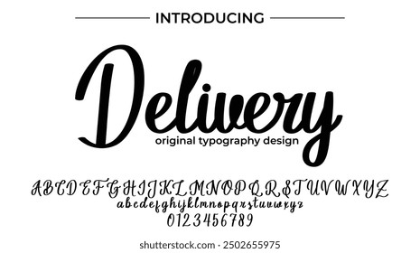 Delivery Font Stylish brush painted an uppercase vector letters, alphabet, typeface