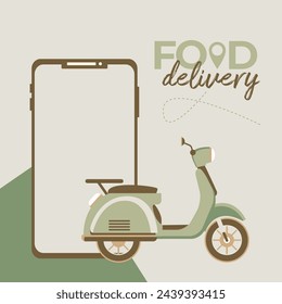 Delivery food cute green background