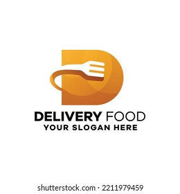 Plantilla de logotipo de degradado de alimentos de entrega