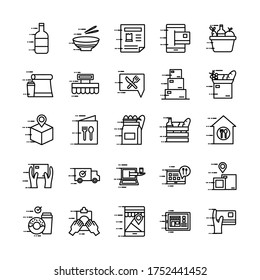 delivery food groceries service set icons vector illustration design