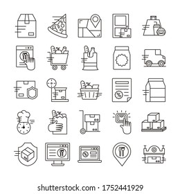 delivery food groceries service set icons vector illustration design