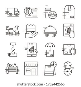 delivery food groceries service set icons vector illustration design
