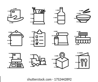 delivery food groceries service set icons vector illustration design