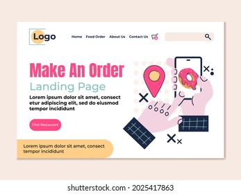 Delivery food grocery order landing page vector flat design