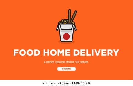 Delivery and Food Order UX UI Design with Takeaway Box with Noodles