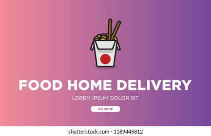 Delivery and Food Order UX UI Design with Takeaway Box with Noodles