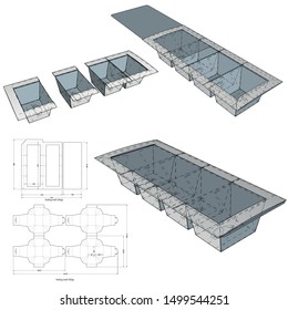 Delivery Food Packaging and Die-cut Pattern. The .eps file is full scale and fully functional. Prepared for real cardboard production.