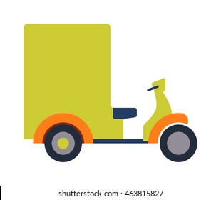 Delivery food taxi travel transportation icon flat vector illustration. Rickshaw in retro style taxi transport and wheel tourism. Traditional india rickshaw silhouette cycle cab.