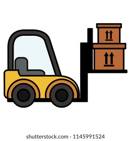 delivery forklift with carton boxes