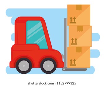 delivery forklift with carton boxes