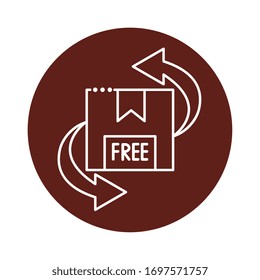 delivery free box with arrows block line style icon vector illustration design