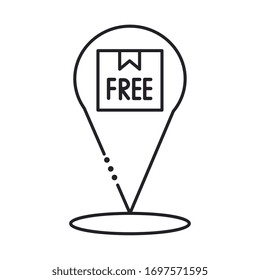 delivery free box with pin location line style icon vector illustration design