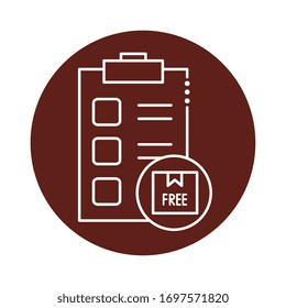 delivery free checklist block line style icon vector illustration design