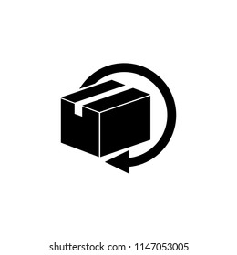 Delivery and Free Return Gifts or Parcels. Flat Vector Icon illustration. Simple black symbol on white background. Delivery and Free Return Gifts or Parcels sign design template for web and mobile UI 
