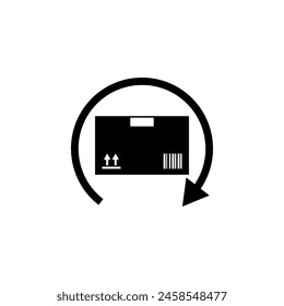 Delivery and Free Return Gifts or Parcels flat vector icon. Simple solid symbol isolated on white background. Gear Rotation Direction sign design template for web and mobile UI element