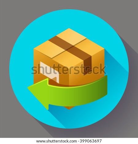 Delivery and free return of gifts or parcels. Shipping Concept icon for internet store. Flat design style.