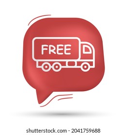 Delivery, free and shipping icon vector in speech bubble - Modern design
