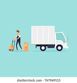 Delivery, freight. Flat design vector illustration.