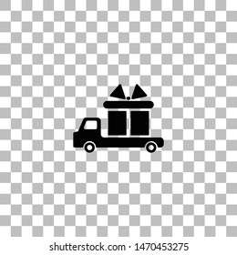 Delivery gift. Black flat icon on a transparent background. Pictogram for your project