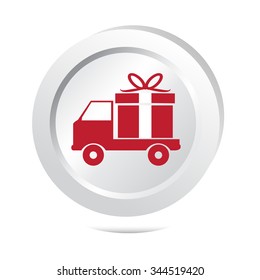 Delivery and gift box button icon vector illustration
