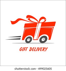 Delivery gift emblem. Pictogram, icon for design. Vector illustration