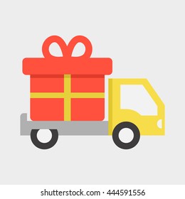 Delivery gift flat icon illustration