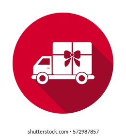 Delivery gift flat icon. Vector