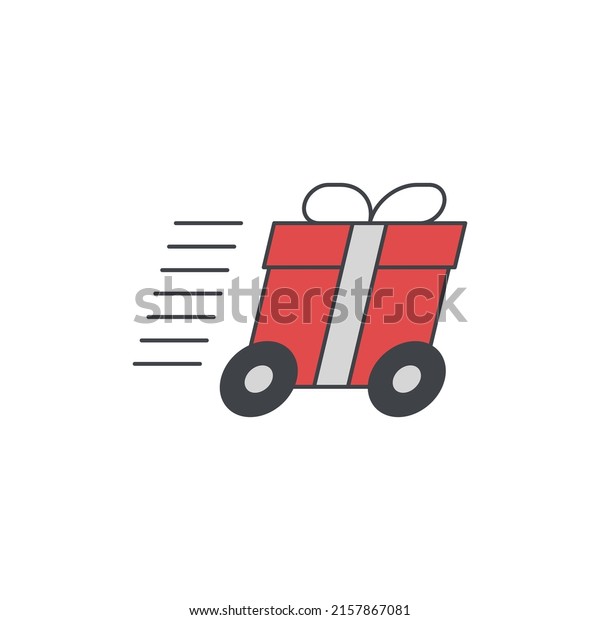 Delivery gift icon in color, isolated on white
background 