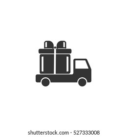 Delivery gift icon flat. Illustration isolated vector sign symbol