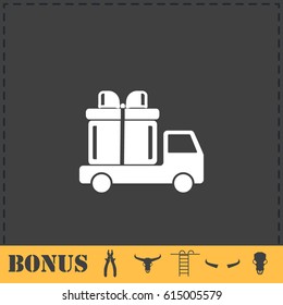 Delivery gift icon flat. Simple vector symbol and bonus icon