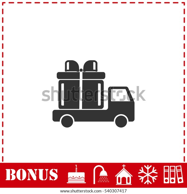 Delivery gift icon flat. Simple vector symbol and\
bonus icon