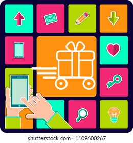 Delivery gift icons. Logo for design. Vector illustration