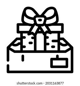 delivery gift line icon vector. delivery gift sign. isolated contour symbol black illustration
