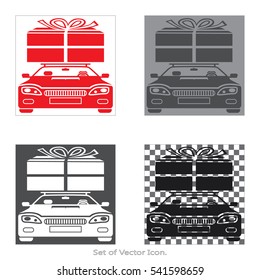 Delivery gift Set icons with four Color Variations of flat style. Vector illustration.