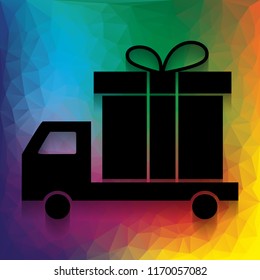 Delivery gift sign. Vector. Flat style black icon on white.