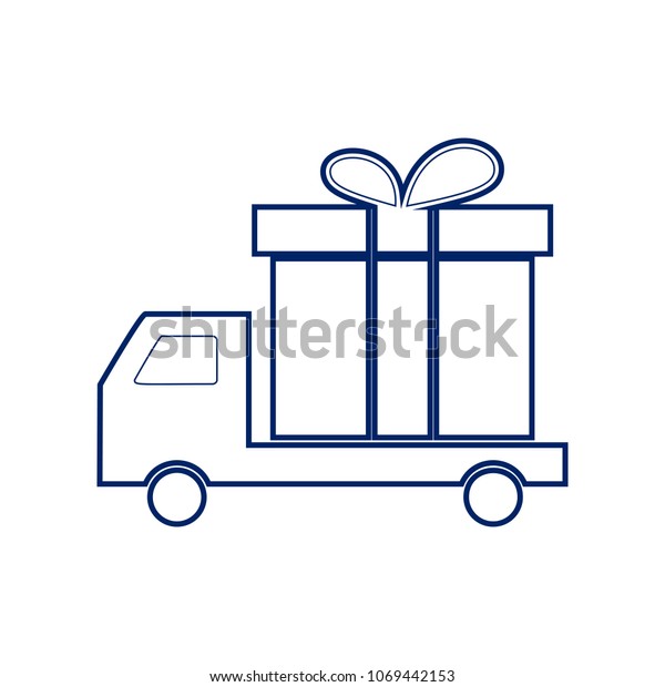Delivery gift sign. Vector. Flat style black icon\
on white.
