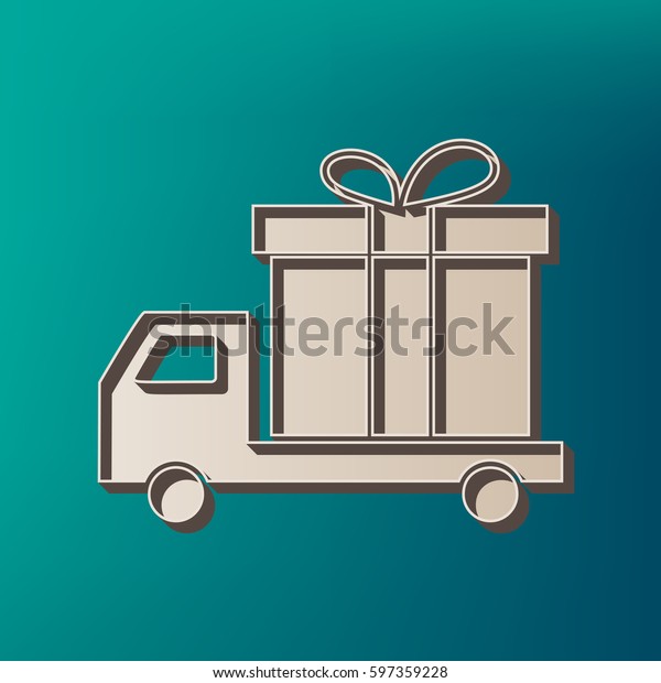 Delivery gift sign. Vector. Icon printed at
3d on sea color
background.