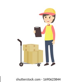 Delivery Girl and Box Vector