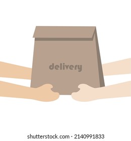 Delivery of goods by courier. Contactless delivery. Flat illustration.